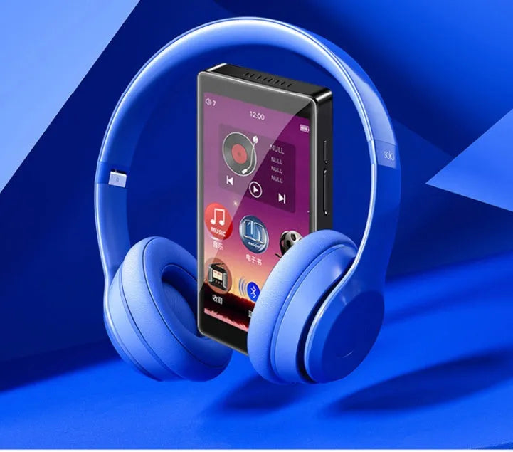 Black Ruizu H1 MP3 MP4 player with 4-inch touch screen showing music library