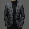 Men's black winter down jacket cardigan with side seam pockets, regular fit