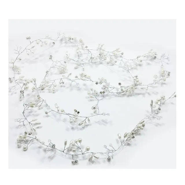 Bridal hair band with crystal and pearl details on copper wire in silver, gold or rose gold