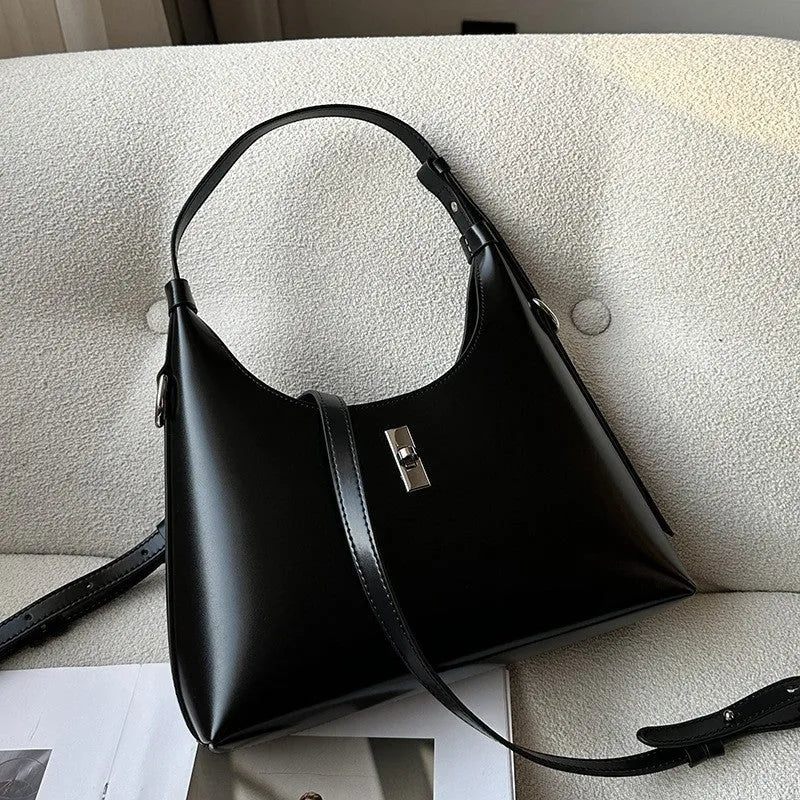 Genuine leather dumpling-shaped crossbody bag with organised compartments in six colour options