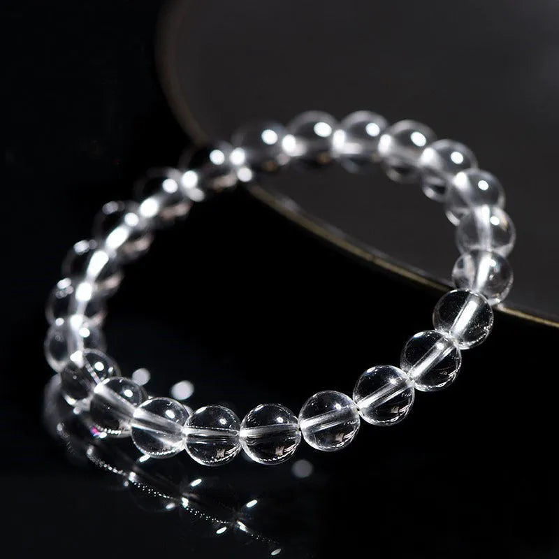 Old mine white crystal bead bracelet with natural Donghai materials in geometric design