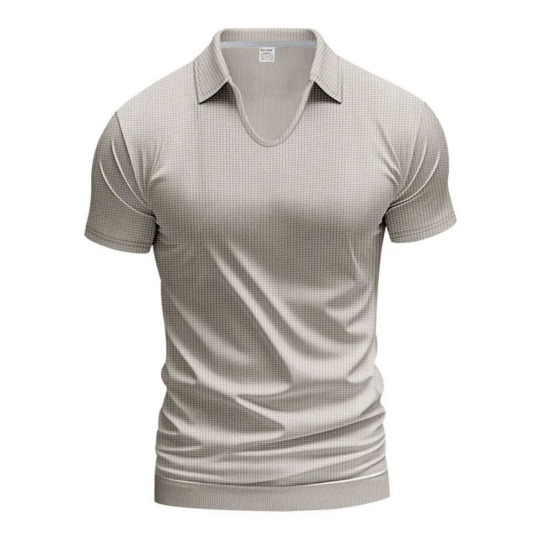 Men's V-neck loose fit short sleeve t-shirt in cotton blend fabric for summer wear