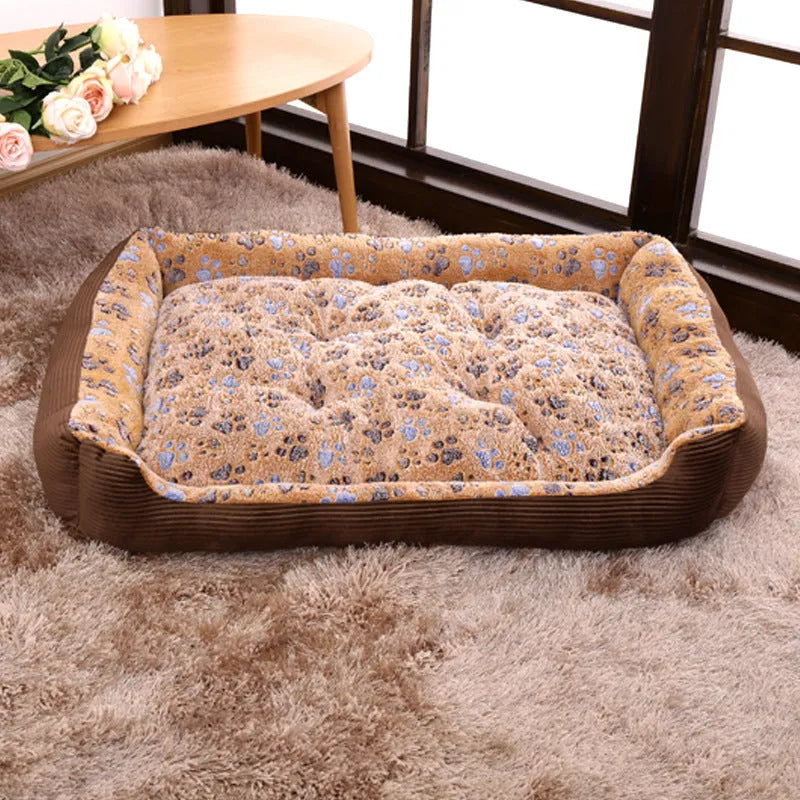 Plush dog bed with bolster sides in beige colour for small dogs