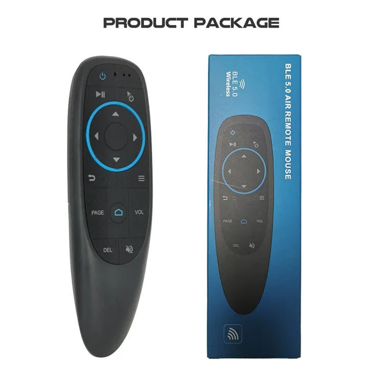 G10 series intelligent voice remote control with plastic shell and silicone buttons.