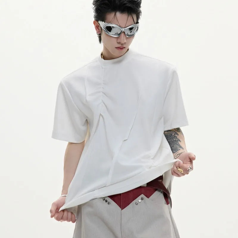 Men's cotton loose-fit T-shirt in black, round neck short sleeve design