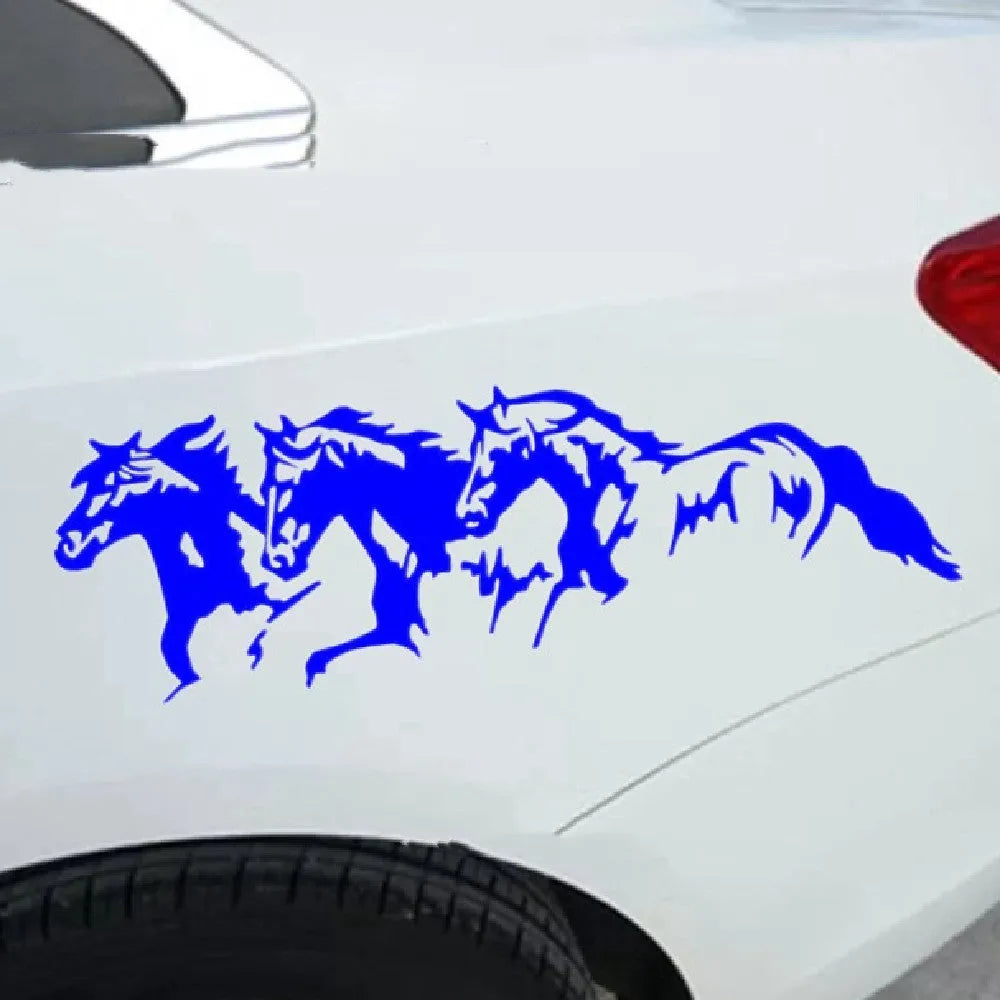 Galloping horse design car sticker decal measuring 25cm by 8cm in four colour options