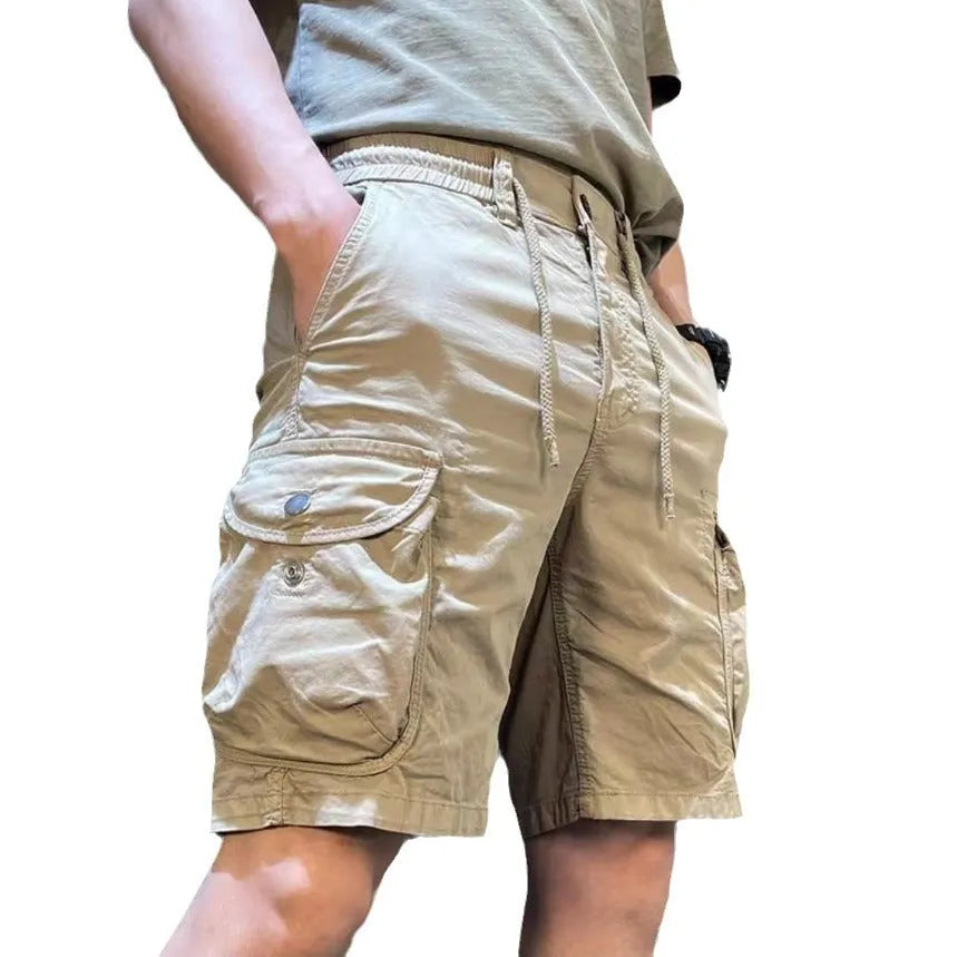 Loose straight casual overalls with multiple pockets in Korean style, available in four colours