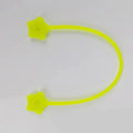 Purple silicone wire winder with magnet for organising headphone and computer cables.