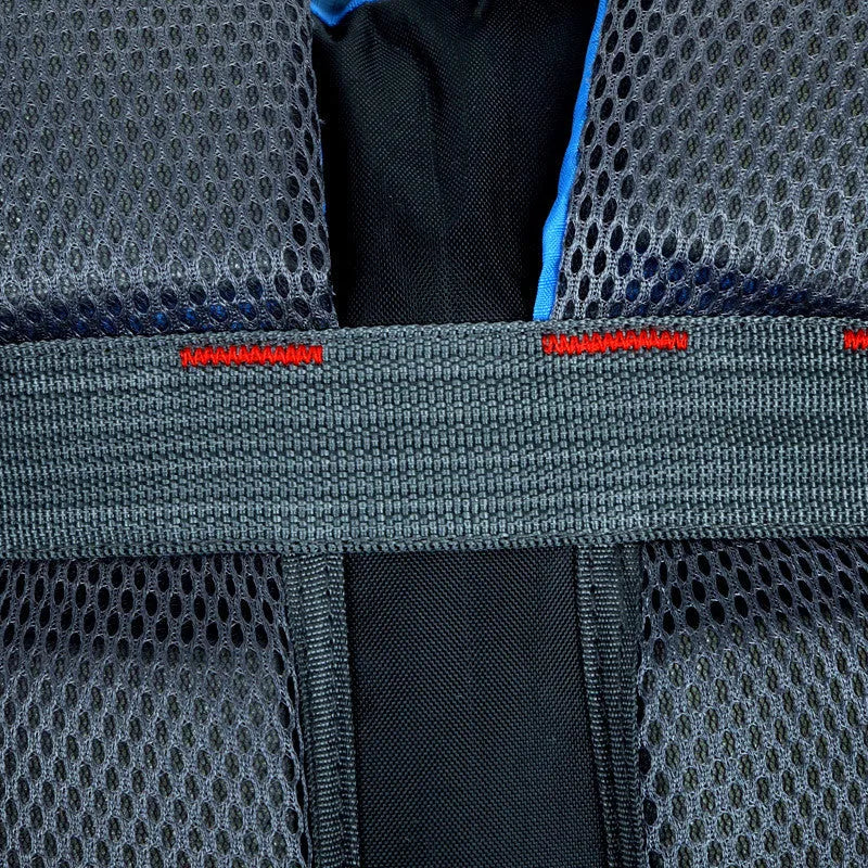 Large waterproof Oxford cloth travel backpack showing computer compartment and available colour options