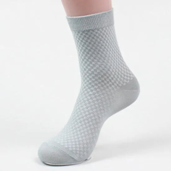Men's bamboo fibre socks with small square pattern in five colour options