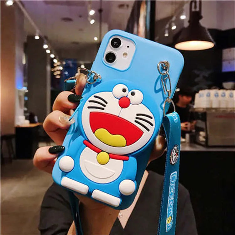 Cartoon camouflage silicone wallet case for Huawei phones in various colours, showing card slots.