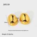 Geometric stainless steel ear studs with line pattern and electroplated glazed finish in colour DFE139