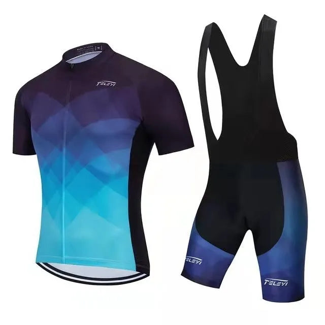 Men's and women's cycling jersey and pants set for summer biking in multiple colours