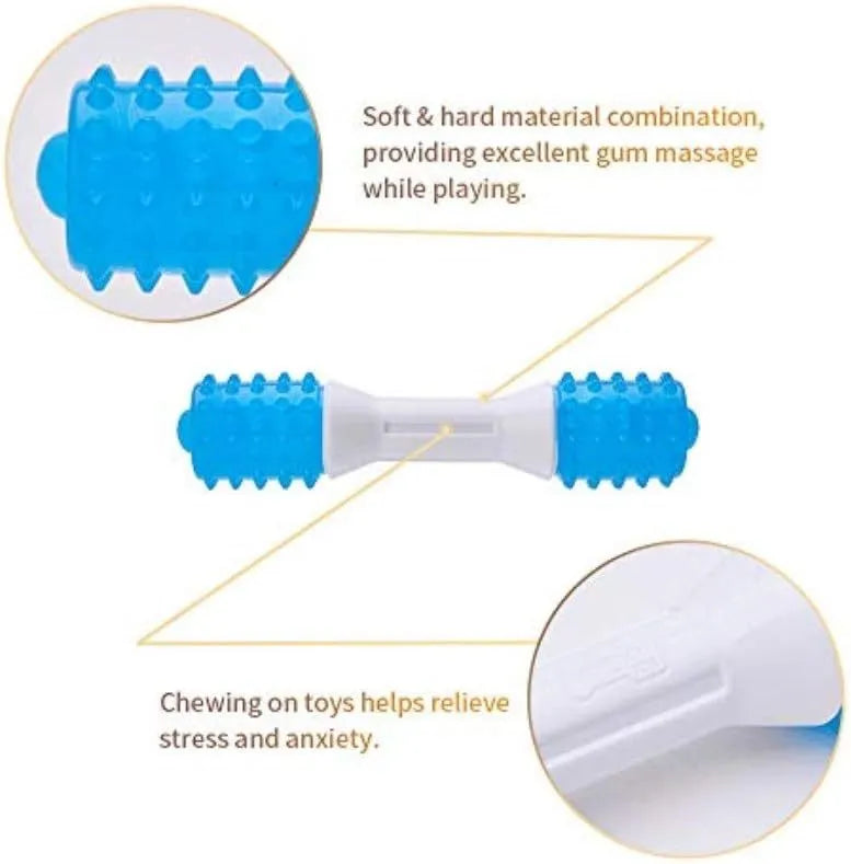 Dual-colour puppy teething chew toy in three sizes for dogs aged 2 to 8 months