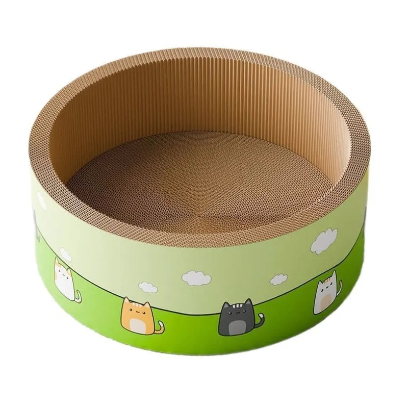Large round cat scratch board with deep pit texture in 45cm and 50cm sizes