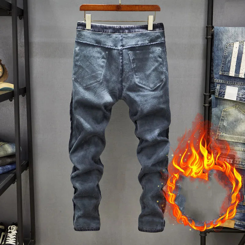 Men's slim-fitting skinny jeans in dark blue denim with micro elasticity fabric