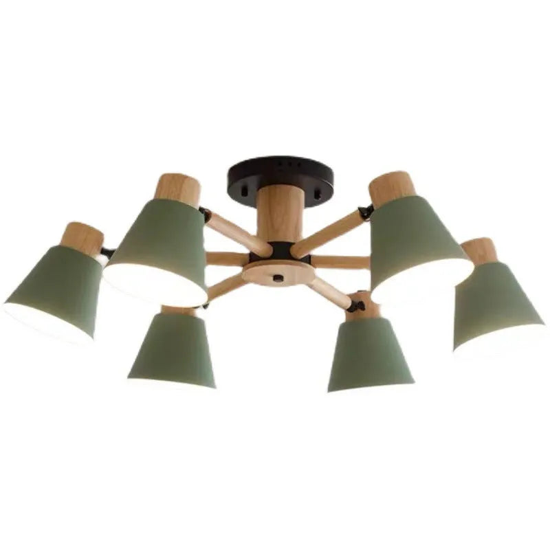 Nordic macaron ceiling pendant lamp with ironwood construction in multiple colour options