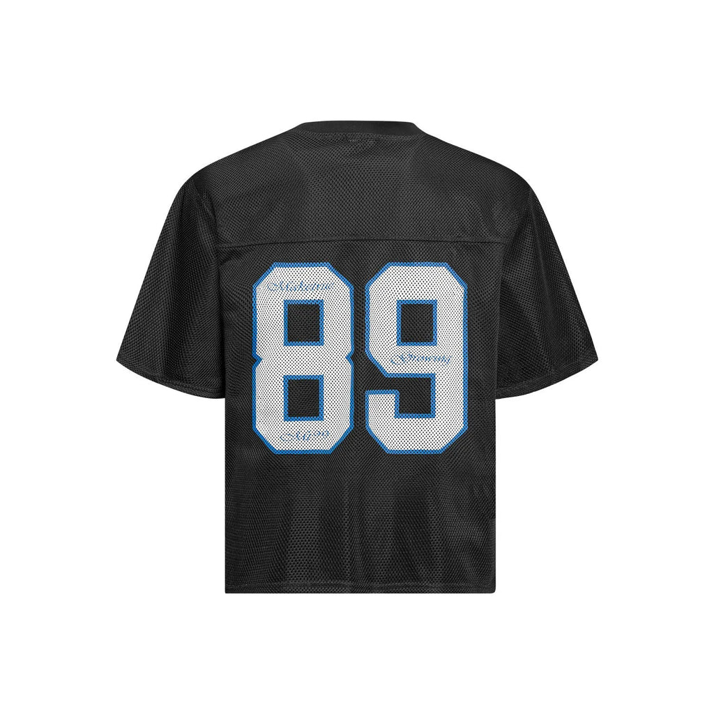 Loose-fit casual t-shirt with alphanumeric printing in black or white chemical fibre blend fabric