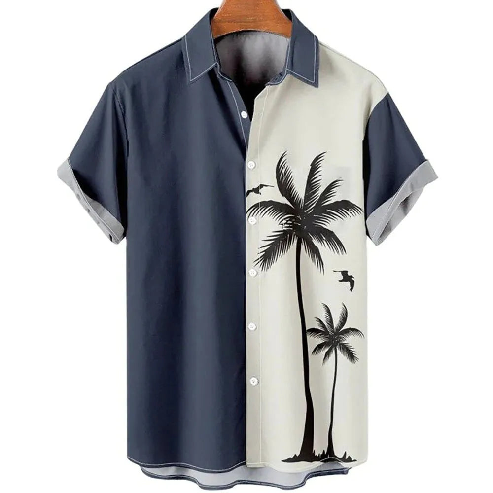 Men's slim fit short sleeve shirt with an all-over digital floral print on polyester fabric