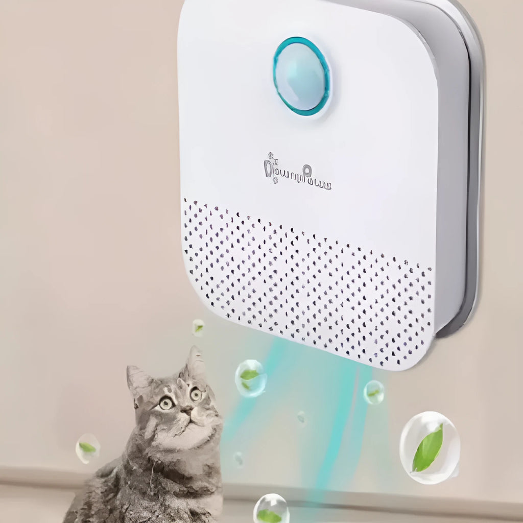 White DownyPaws 4000mAh smart cat litter odour purifier measuring 9.2x9.2x4 cm