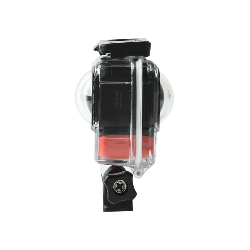 Transparent waterproof housing for Insta360 One RS panoramic camera with 9cm by 8cm dimensions
