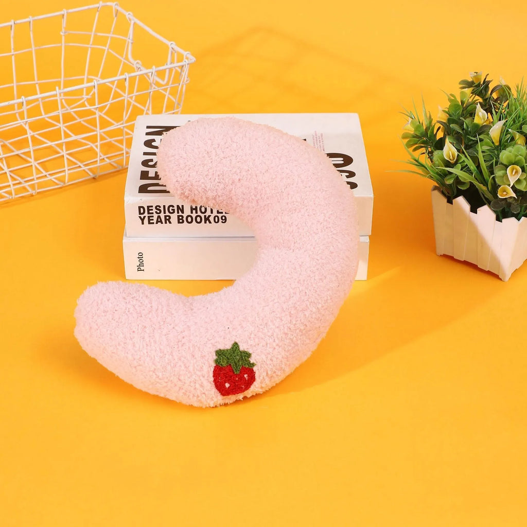 Cartoon U-shaped half moon pet pillow in blue for cat cage bedding