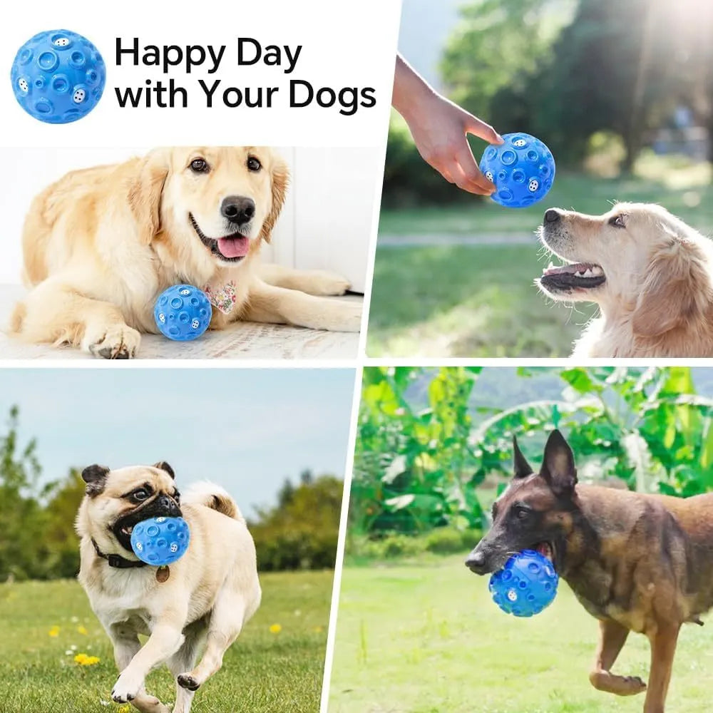 Coloured natural rubber dog toy ball with a bumpy texture for aggressive chewers and teeth cleaning