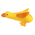 Yellow dog training toy with duck sound module and central treat dispenser slot