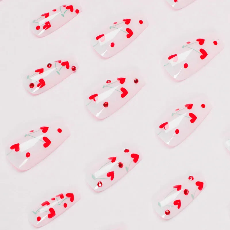 French love heart red diamond small cherry nail art decoration stickers JP1601 colour