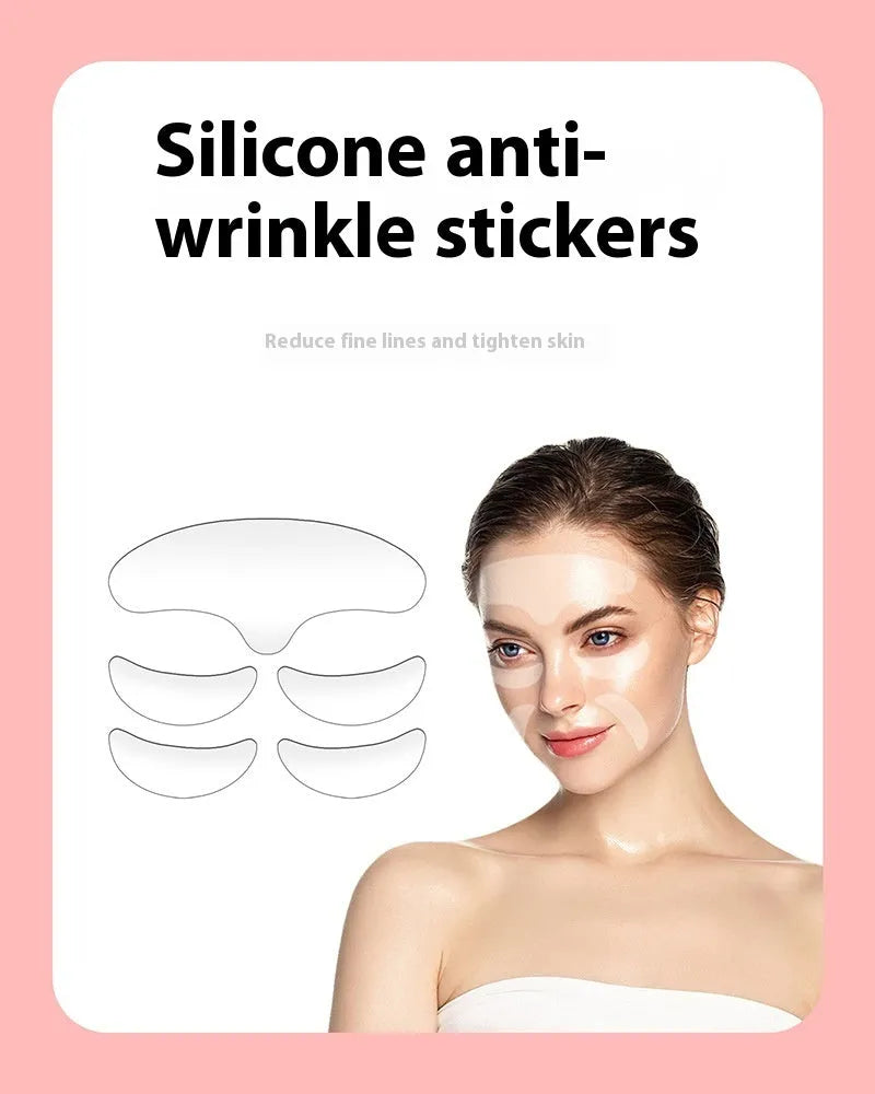 5 silicone anti-wrinkle face patches for forehead and frown line reduction