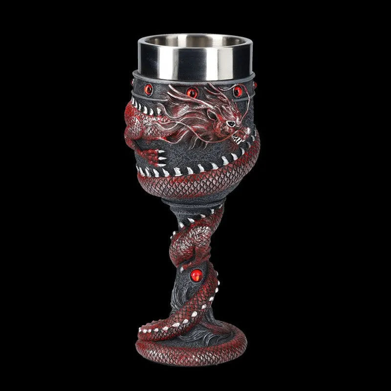 金色3D龙纹不锈钢红酒杯，容量200ml，复古风格设计