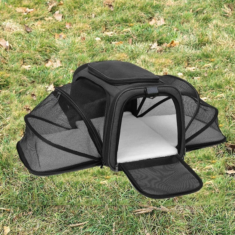 Cat carrier bag in 600D cation fabric shown in large and small size options