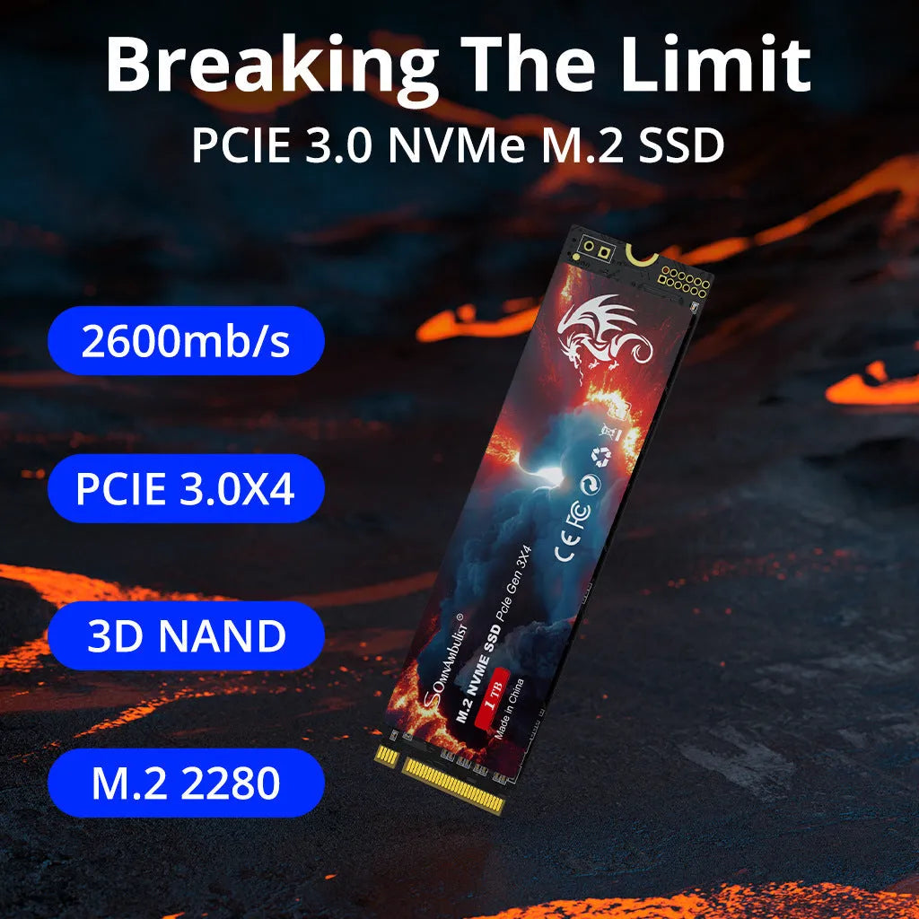 M.2 solid state drive for desktop computers with PCIe 3.0 interface and 80 x 22 mm dimensions