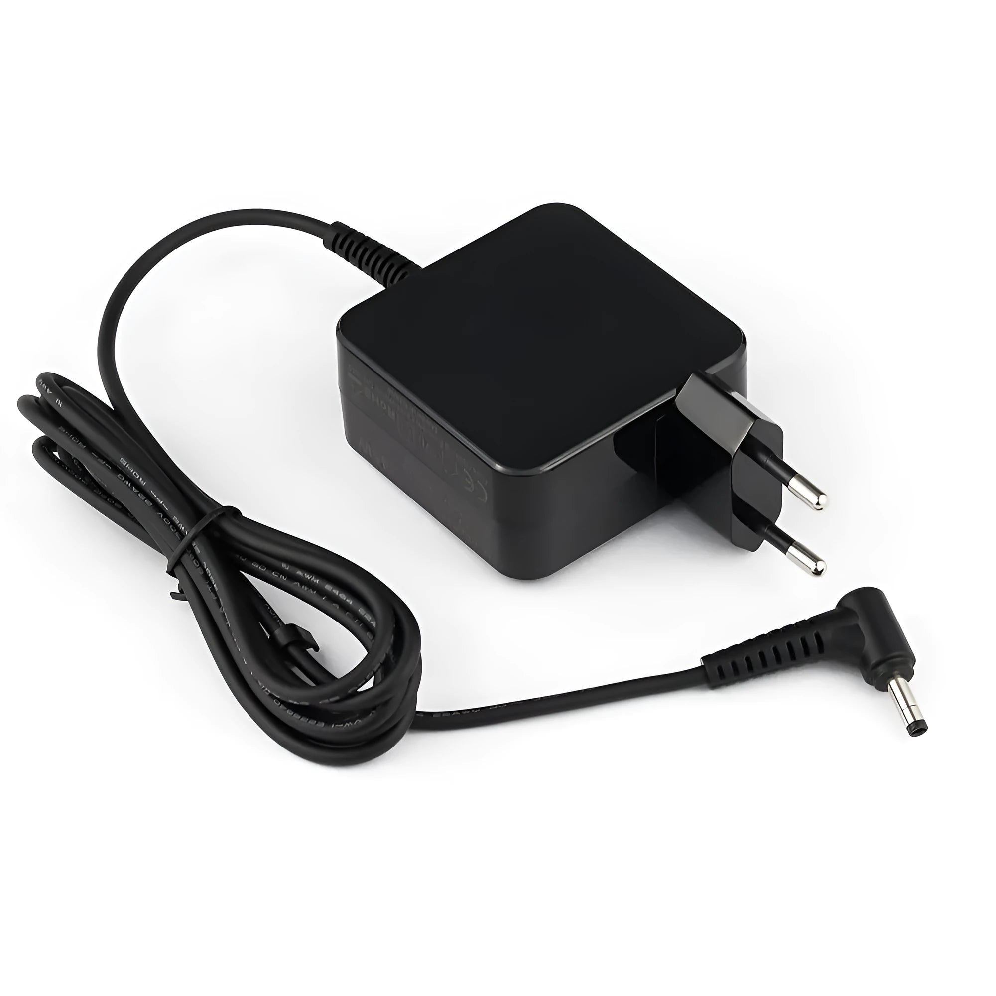 Black 45W laptop adapter with American plug and European socket compatibility