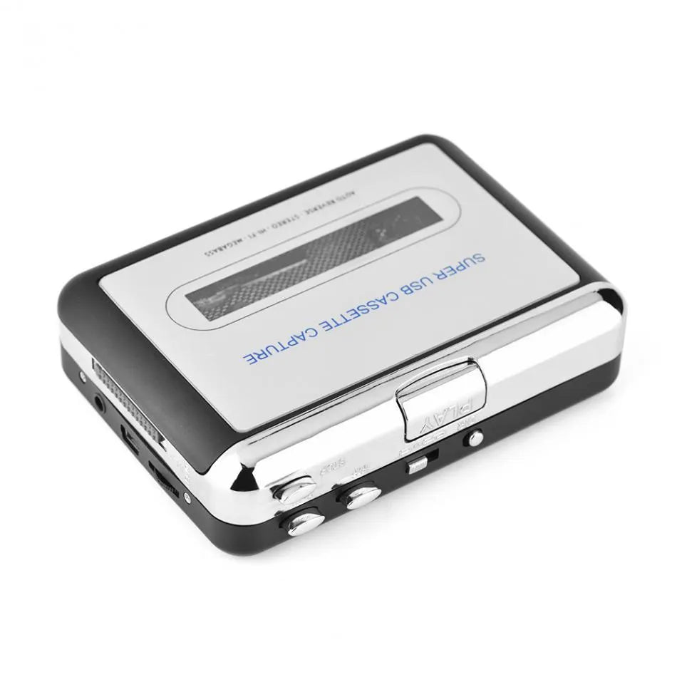 Silver USB cassette converter for transferring tapes to MP3 digital audio files