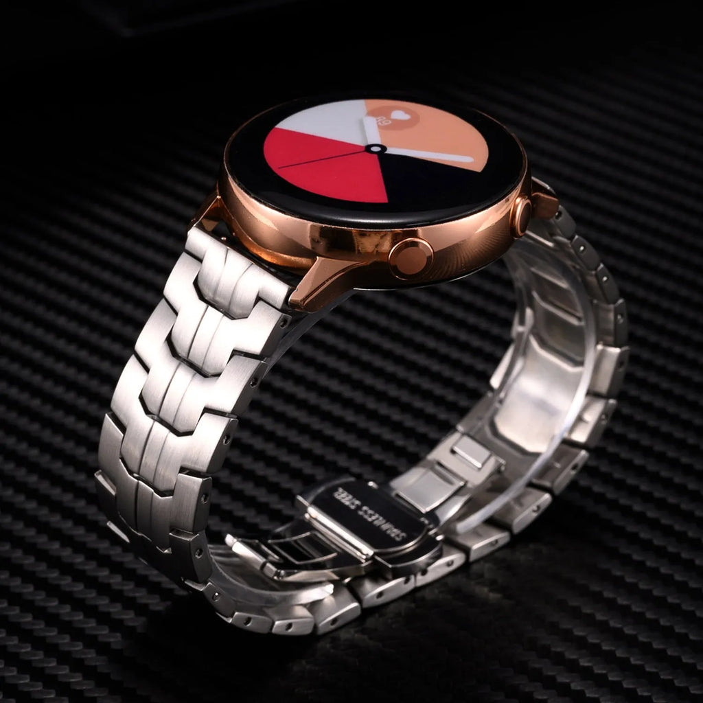 Stainless steel watch band for Samsung Watch 7/6/5 in silver colour with 20mm universal lug width