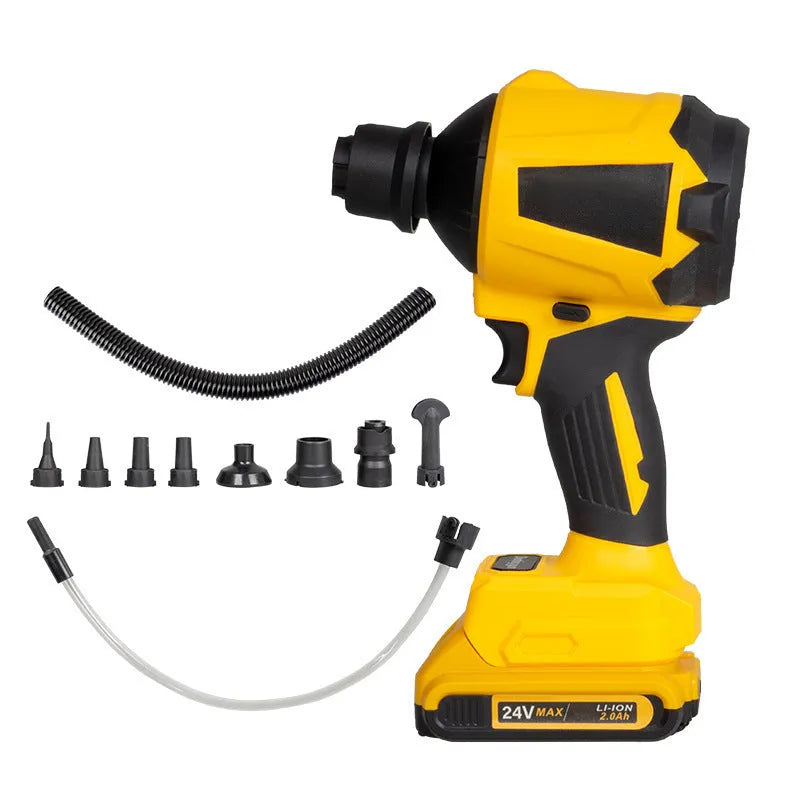 Yellow cordless dust gun with 680W power for office and household cleaning applications