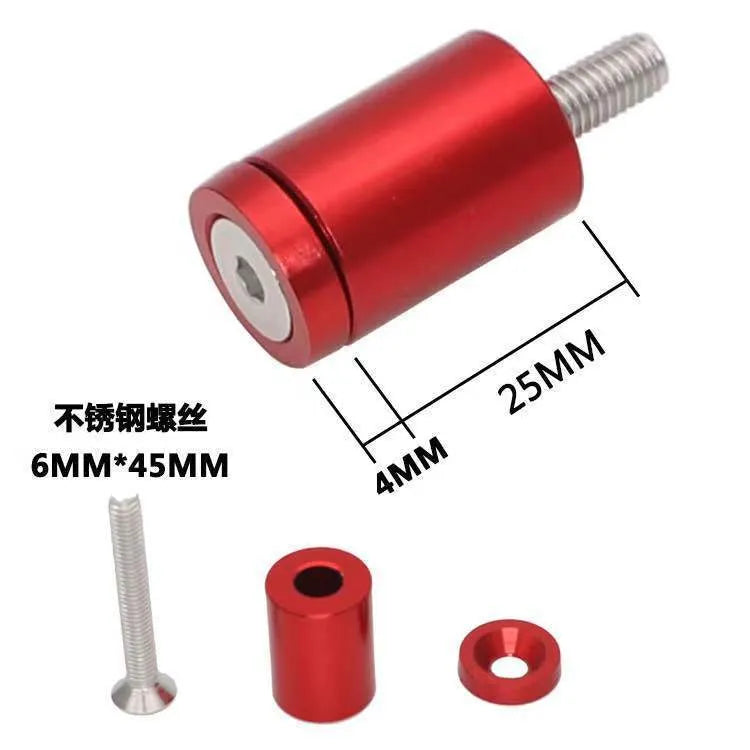Aluminium engine cover spacer pack with screws and nuts in black, blue, or red.