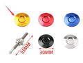 30mm aluminium engine cover lock in five colour options showing screw and nut components