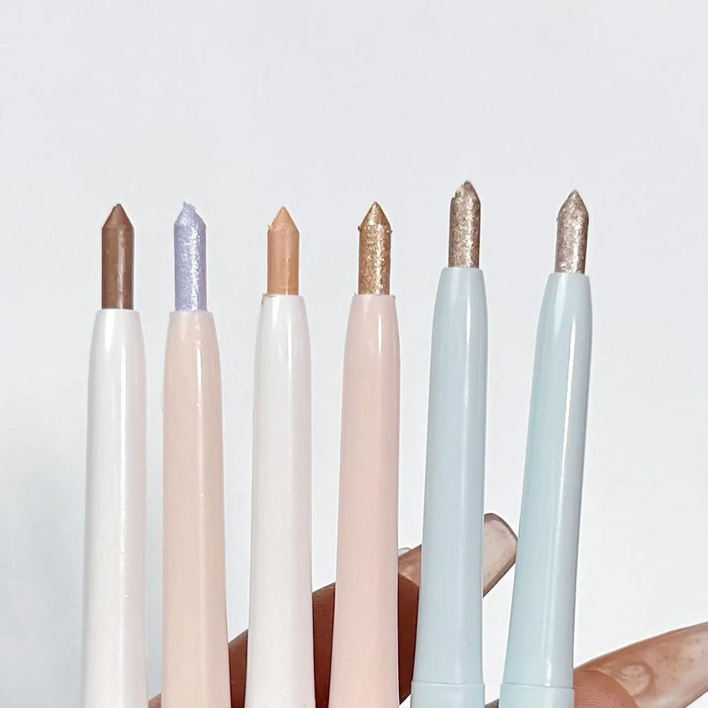 A Highlighting Brightening 2-in-1 Waterproof Eyeliner Pen showing its six colour options.