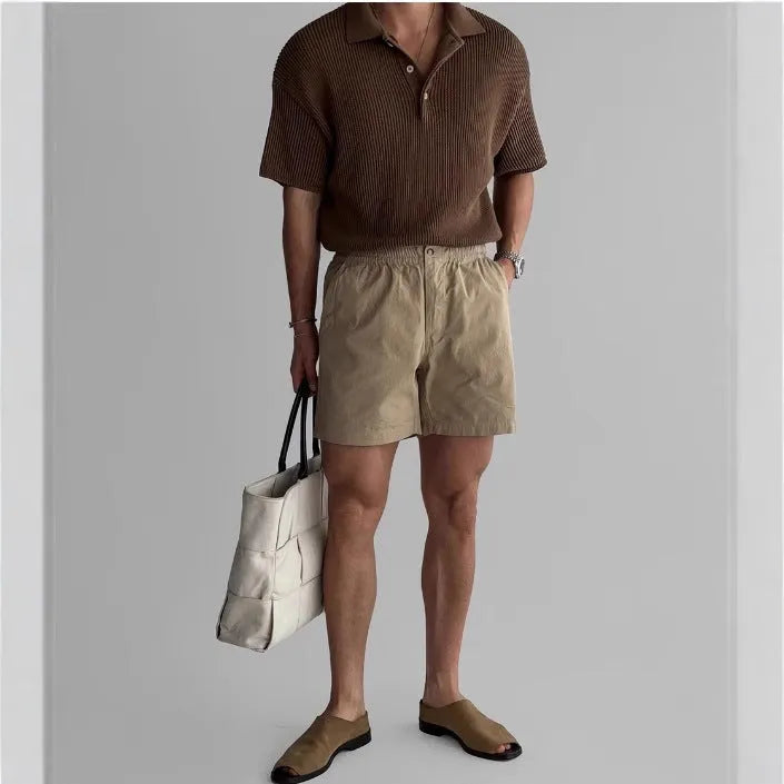 Cotton loose fit sports shorts in black, white or khaki colour for summer athletic activities