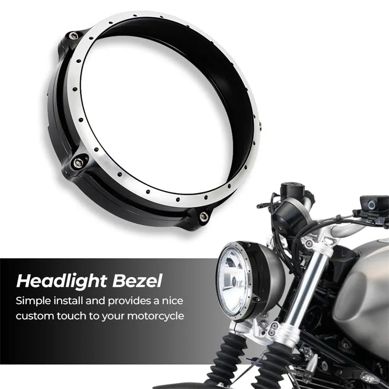 Black CNC aluminium headlight protective grille for BMW R nineT Scrambler motorcycle