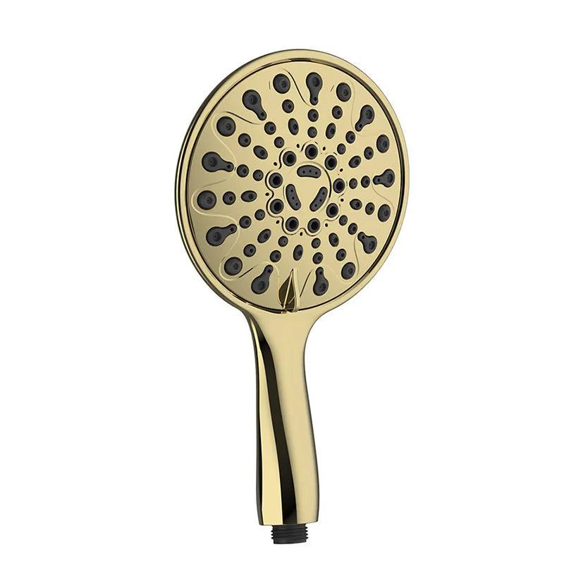 Six-function handheld shower head with 6-inch face and electroplated finish