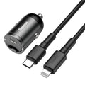 Baseus electro-optical grey 30W PPS mini car charger with 1 metre cable
