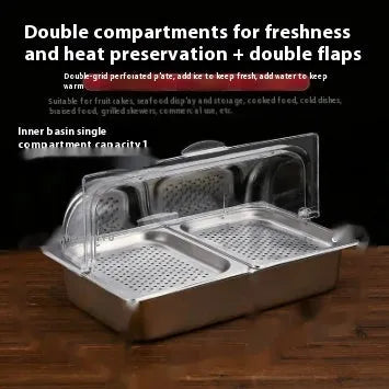 Stainless steel commercial dining plate display box with lid and multiple compartment configuration options