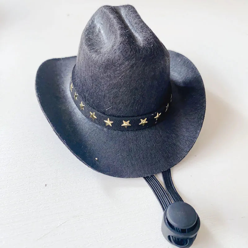 British-style cowboy hat for cats in non woven fabric with decorative band options