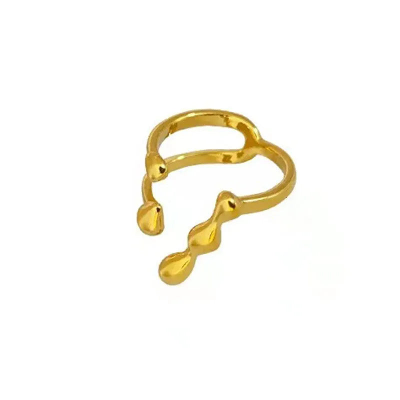 Gold or silver brass opening ring with sphere and circle design for women