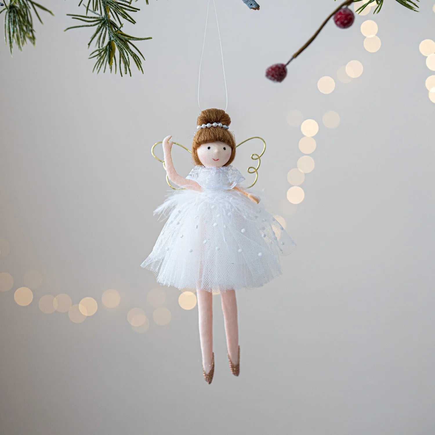 Pink and white cloth ballet angel plush doll pendant with modern simple style