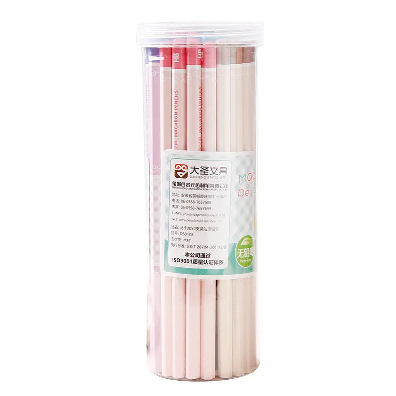 Barrel of 50 natural basswood hexagonal pencils with HB graphite leads