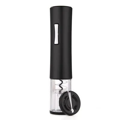 Black automatic electric wine bottle opener with foil cutter on a counter